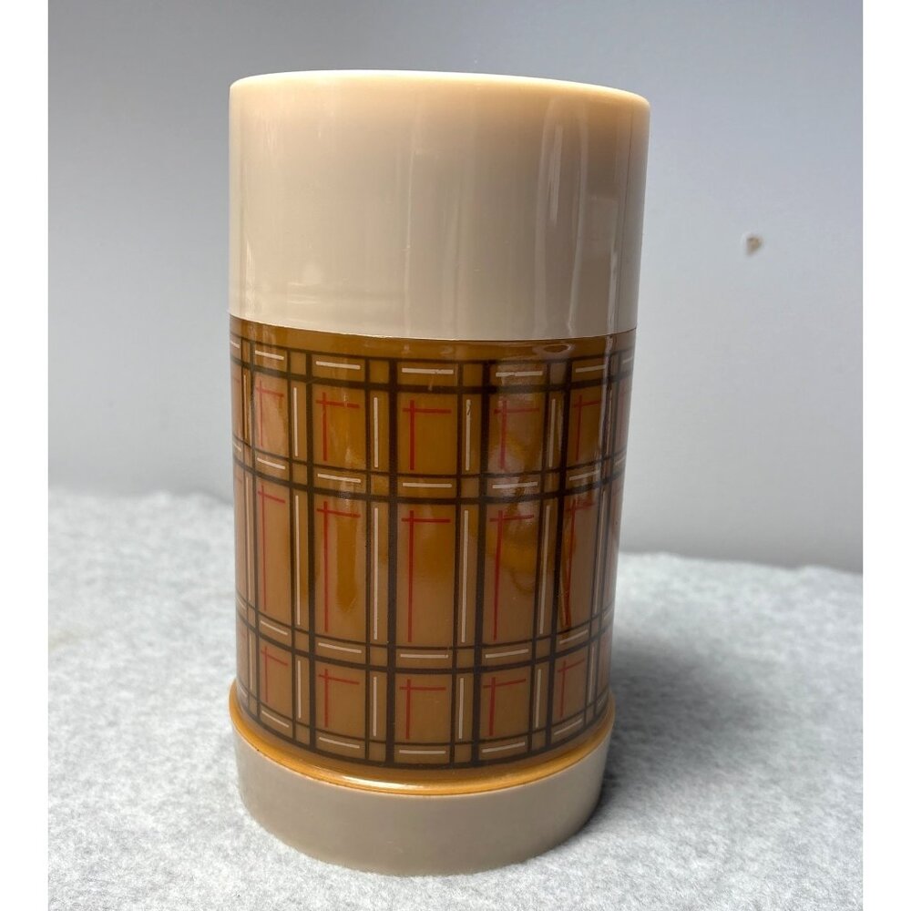 Vintage Aladdin Thermos Wide Mouth Bottle with Classic Plaid Design No 44 Origin